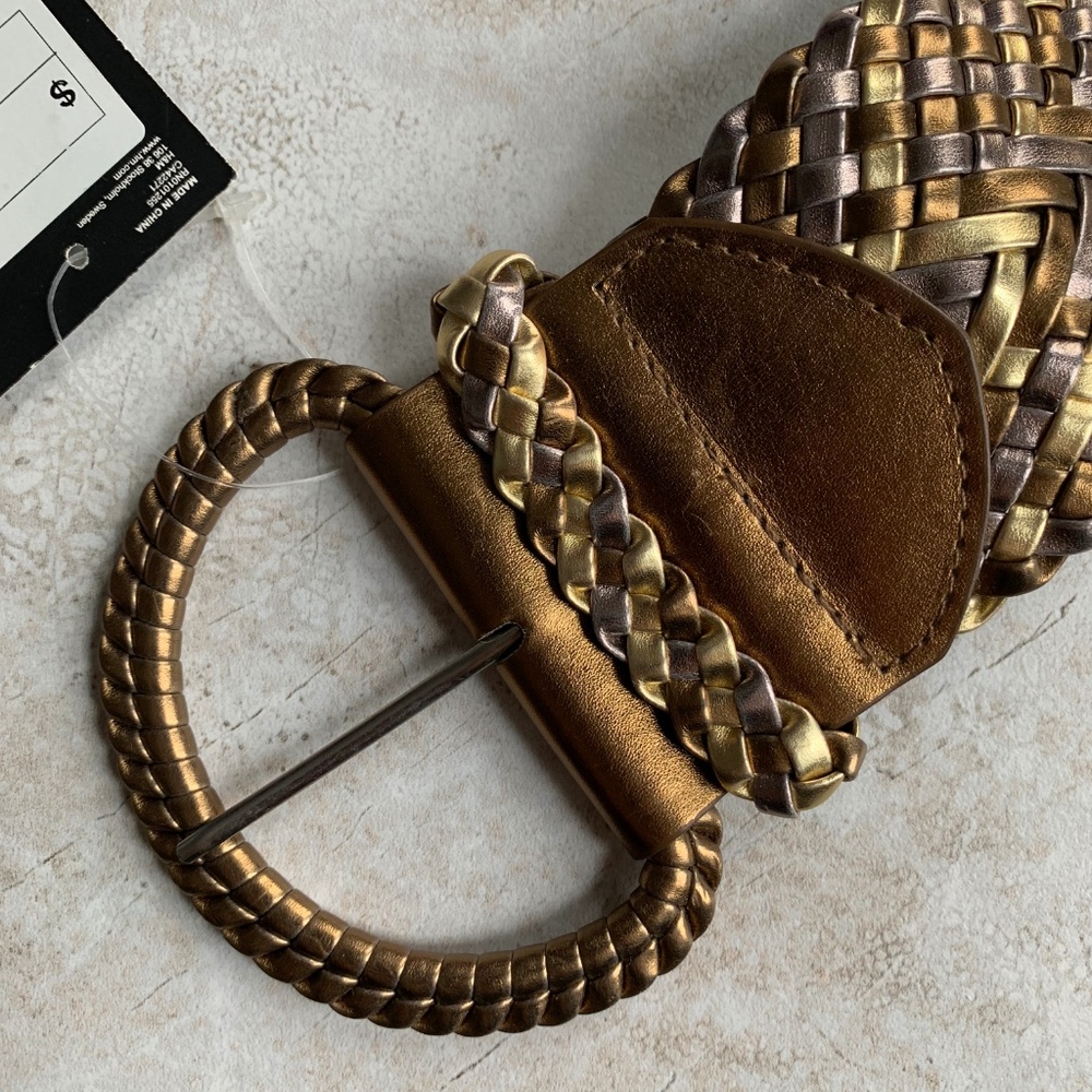 H&M Tri-Color Metallic Wide Woven Boho Belt XS/S - Picture 6 of 8
